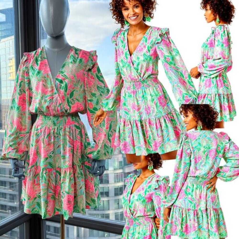 🆕 LILLY PULITZER 🧿 NWT Taviana Stretch Dress, Coming in Hot Blue Horizon, Sz 4